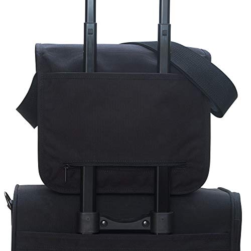 Manhattan Portage Europa Messenger Bag (Medium) Expandable With Laptop Sleeve Water Resistant Luggage Attachment 1000D Cordura For Work College Travel (Black)