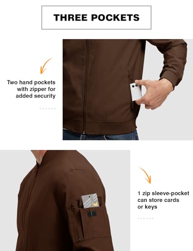 Image of TBMPOY Men's Windproof Bomber Jackets Lightweight Track Jackets Windbreaker Outdoor Golf Fashion Coat