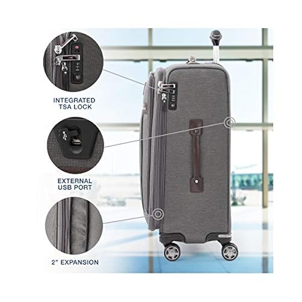 Travelpro Platinum Elite valigia morbida grande 4 ruote direzionali 71x47x30 cm, estensibile e durevole, 97 litri, ruote magnetiche girevoli, bagaglio viaggio, colore grigio, garanzia 10 anni