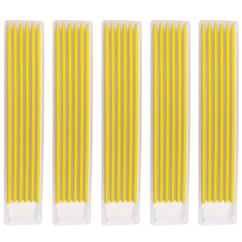 HSIXHAF 5 Cajas, 30 recambios de bolígrafos de carpintería para lápices ingeniería General, para carpinteros, Trabajadores Azulejos, decoradores Longitud 4,72 pulgadas/12 cm,diámetro 2,8 mm,Amarillo