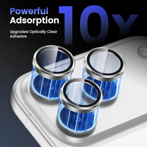 Image of CLITZ Camera Lens Protector for iPhone 17 Pro Max /iPhone 17 Pro, 9H Tempered Glass Camera Protector, Aluminum Alloy Metal Ring Lens Cover, Scratch Proof, HD Clear, Case Friendly, Grey
