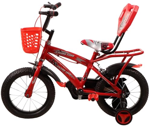 Image of JUNIOR KID 14T PRO Ultra Cycle for Kids | Rigid Bicycle for Kids with Training Wheels |Kid Cycle for 2-5 Years of Children, 8 Inches Red