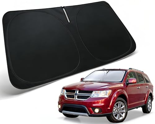 Image of Windshield Sun Shade for 2009-2020 Dodge Journey Accessories | Car Front Window Sun Visor & Heat Shield | 240T Sunshade Protection Blocks UV Rays Keep Your Car Cooler