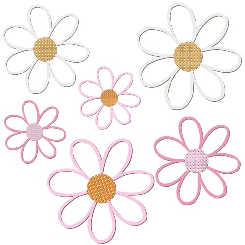 Thyle 6 Pcs Daisy Wall Decor Wooden Daisy Wall Sculptures Art Flowers Signs Hanging Plaque for Home Nursery Bedroom Farmhouse Bathroom Decorations Housewarming Gifts(Pastel Color)