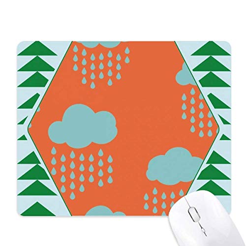Tapis de souris green pine tree en caoutchouc avec motif pluie orange