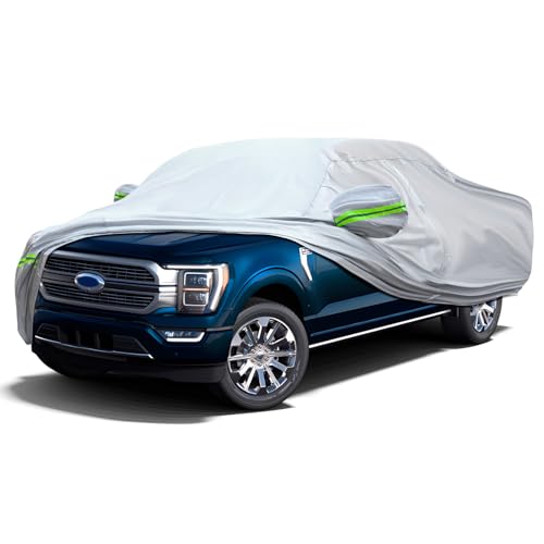 Image of Truck Pickup Car Cover, 6-layer All-weather Waterproof, Heavy Outdoor Car Cover, Universal in All Seasons, Snow Protection, Acid Rainproof, Sunscreen, UV Protection, length Up to 220 inch- Silvery