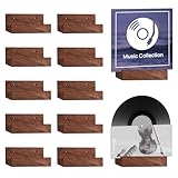 clothmile 2.68 Inch 10 Pcs Vinyl Record Holder Wall Mount Floating Wooden Album Record Holder Wall Record Holder Vinyl Record Shelves Record for Displaying Daily LP CD Listening Vintage Home Decor