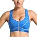 SYROKAN Women's High Impact Front Zipper Racerback Full Support Sports Bra Blue 38E