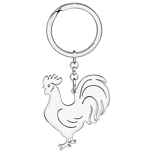 SHIGIE Stainless Steel Silver Plated Cute Chicken Keychains Rooster Car Wallet Key Ring Farm Animals Jewelry For Women Gifts (Silver Plated) SHIGIE Stainless Steel Silver Plated Cute Chicken Keychains Rooster Car Wallet Key Ring Farm Animals Jewelry For Women Gifts (Silver Plated)
