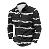 Men's Long Sleeve 3D Printed Button Lapel Comfortable and Fashionable Shirt Top Men's Tee Shirts (Black, L) #1