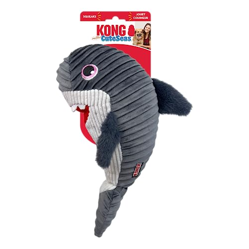 KONG Cuteseas Rufflez Brinquedo de pelúcia macio para cães (tubarão)