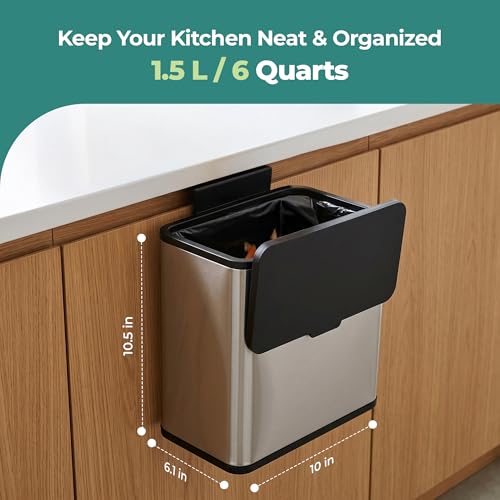 Caneca de basura rectangular 6L acero inoxidable plata miniatura 3