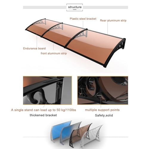 Auvent de porte extérieur imperméable 60x80cm contre la pluie - 5