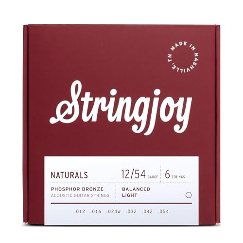 stringjoy nb1050 hecho a mano natural cuerdas para guitarra acústica de bronce, extra light gauge Set...