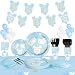 82 Piece Baby Boy Shower Party Supplies Set Including Plates, Cups, Table Napkins, Tablecloth and Banner, Serves 20