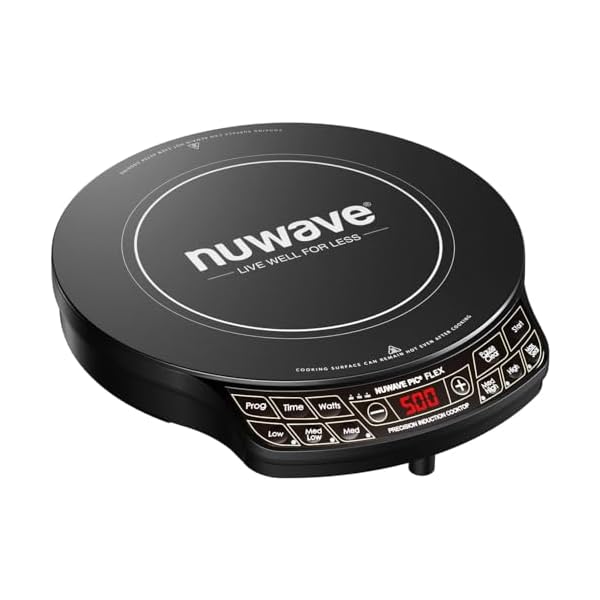 Nuwave Precision Induction Cooktop, 10.25” Shatter-Proof Ceramic Glass, 6.5” Heating Coil, 45 Temps from 100°F to 500°F, 3 Wattage Settings 600, 900 & 1300 Watts