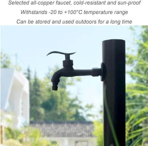 304 Stainless Steel Garden Water Column, Freestanding Hose Stand with Lock Faucet, Antifreeze Outdoor Water Dispenser & Fountain for Irrigation & Landscaping