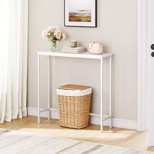 HOOBRO Mesa de Entrada Estrecha, Consola de Entrada, Pequeña Mesa de Exposición, Mesa Auxiliar, Adecuada para Entrada, Blanco EWW75XG01 - imagen 2