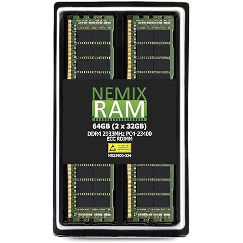 NEMIX RAM 64GB (2X32GB) DDR4 2933MHZ PC4-23400 2Rx4 1.2V CL21 288-PIN ECC RDIMM Registered Server Memory KIT Cover