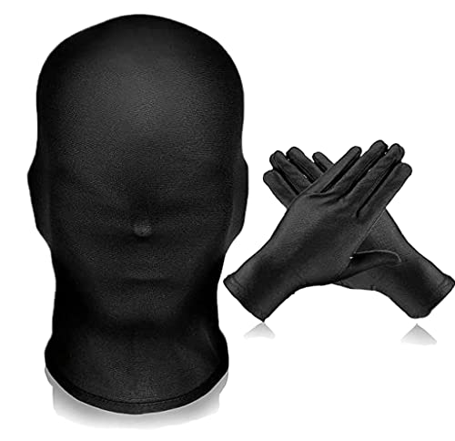 WUERKIYA 2 stycken helansiktsmask halloween mjölksilke helansiktsmask unisex ansiktslös mask för halloween fest kostym cool och trendig – svart (svart 3)