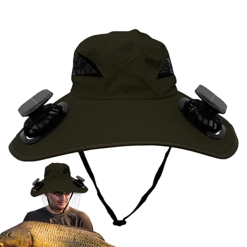 Chapeau de soleil avec ventilateur solaire UPF50+ vert militaire