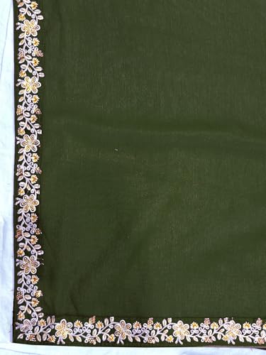Image of Women's Bollywood Heavy Sequins Embroidery Work Georgette Saree with Unstitched Blouse