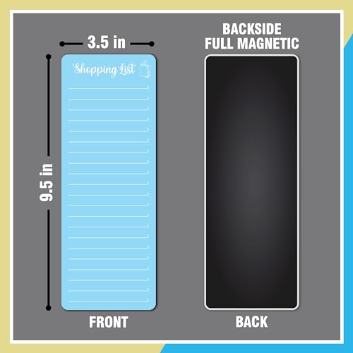 Image of Clickedin Magnetic Shopping List Grocery Fridge Magnet, 10x24 cm Acrylic Board with Marker (Cyan Blue)