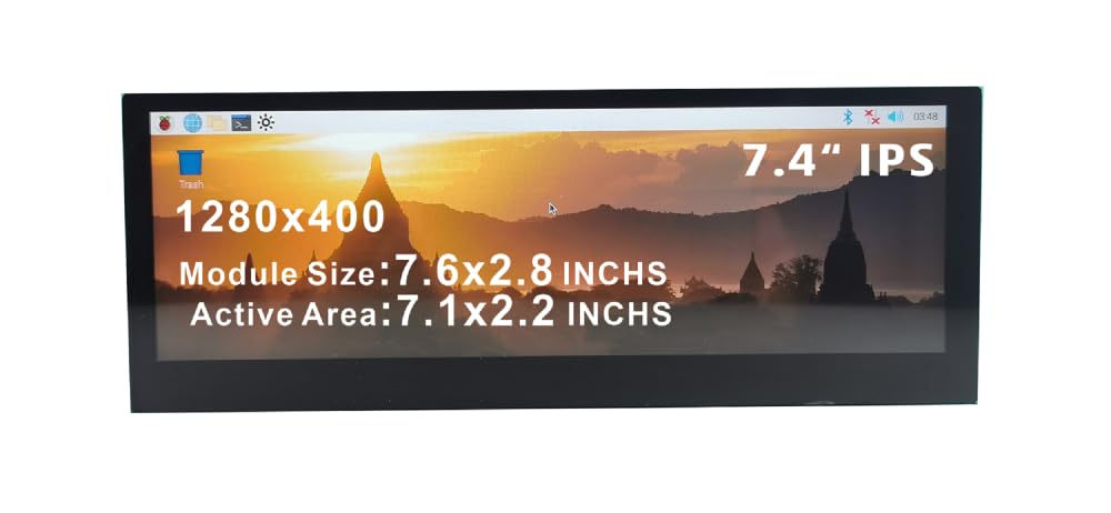 ElecLab 7.4 Inch 1280x400 Touchscreen Monitor HDMI Capacitive LCD Display Speaker Case for RPI 4B 3B+ 3B 3A+ 2B B+