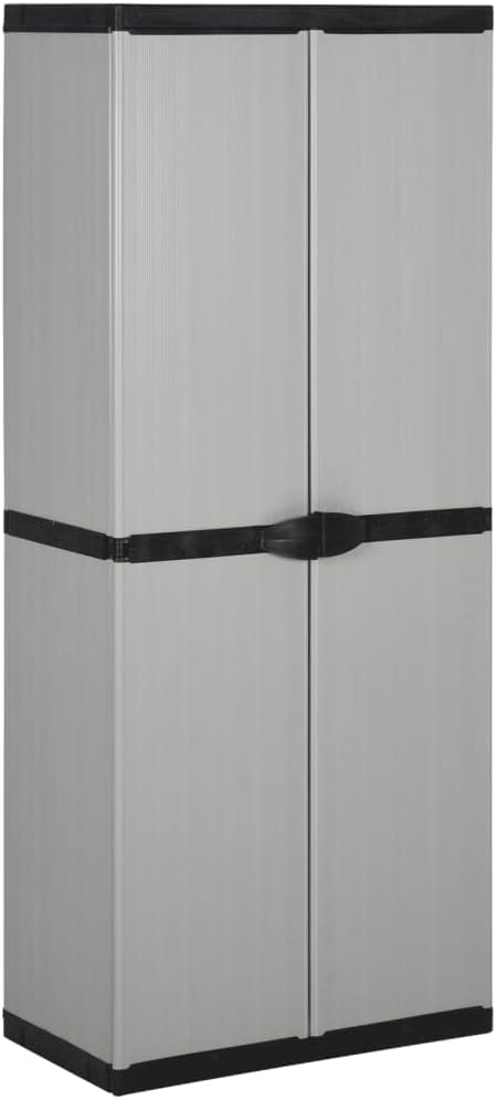 vidaXL Armario de Jardín con 3 Estantes Suministros Domésticos Herramientas Almacenamiento Patio Terraza Balcón Exterior Gris y Negro 68x40x168 cm