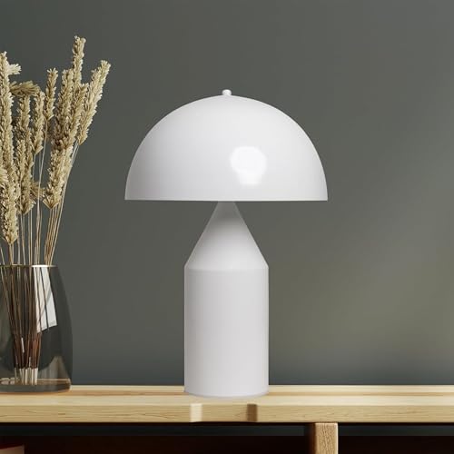bamyum Lipeo Lampada Bianca, E27 Lampada a Fungo con Cavo Lampada Moderna Lampade da Comodino in Metallo per Camera da Letto Lampada da Comodino Decorazione a Fungo per la Casa