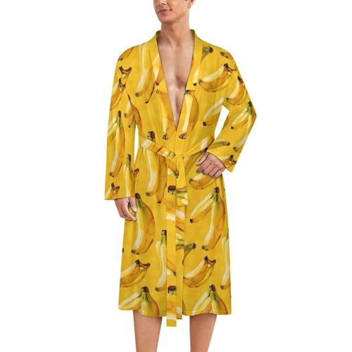 Bananas Funny Men's Robe Novelty Soft Lightweight Bathrobe Long-sleeve Spa Robes