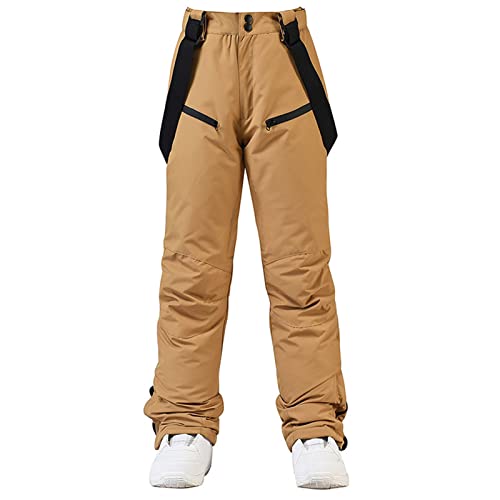 TDHLW Mens Womens Waterproof Trousers Warm Snowboard Pants Snow Pants Womens Insulated Ski Pants Women Snowboard Pants,Khaki,XL