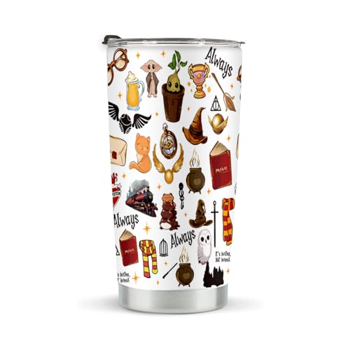 Harry Potter Coffee Travel Mug: Magical Insulated Tumblers for Fans 5 LONGXIN Book Lover Tumbler for Women, Movie Inspired Gift for Fans, Wizard Gifts, Birthday Christmas Gift for Women Friend, Stainless Steel Tumblers 20oz