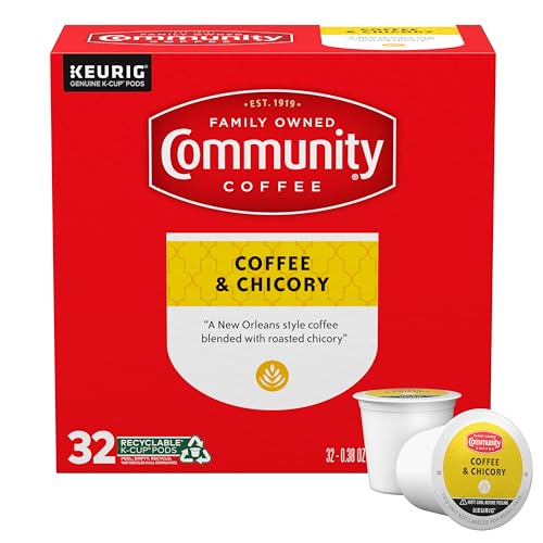 Image of Community Coffee Coffee and Chicory Medium-Dark Roast Single Serve Keurig K-Cup Pods 32 ct Box