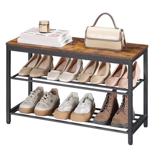 HOOBRO Shoe Bench, 3-Tier Narrow Entryway Bench with Seat, Shoe