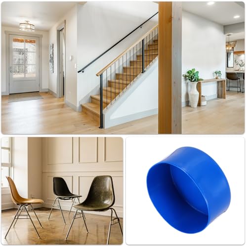 Image of uxcell 2pcs Rubber End Caps 110mm(4 5 /16 Inch) ID x 50mm(2 Inch) H Vinyl Round Tube Bolt Cap Cover Screw Thread Protectors Blue