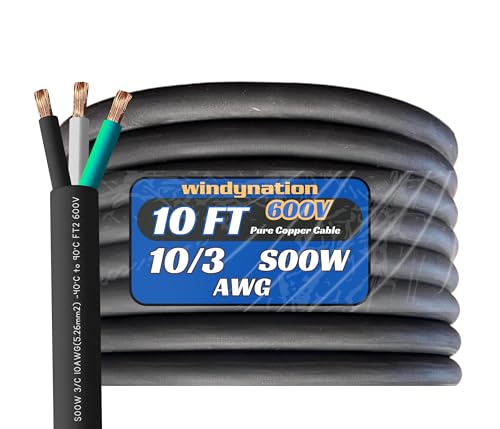 WindyNation 10 Feet 10/3 SOOW SO Cable Cord Wire