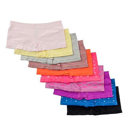 Alyce Intimates Pack Of 10 Seamless Girls Boyshort, Solids & Prints #TOP21