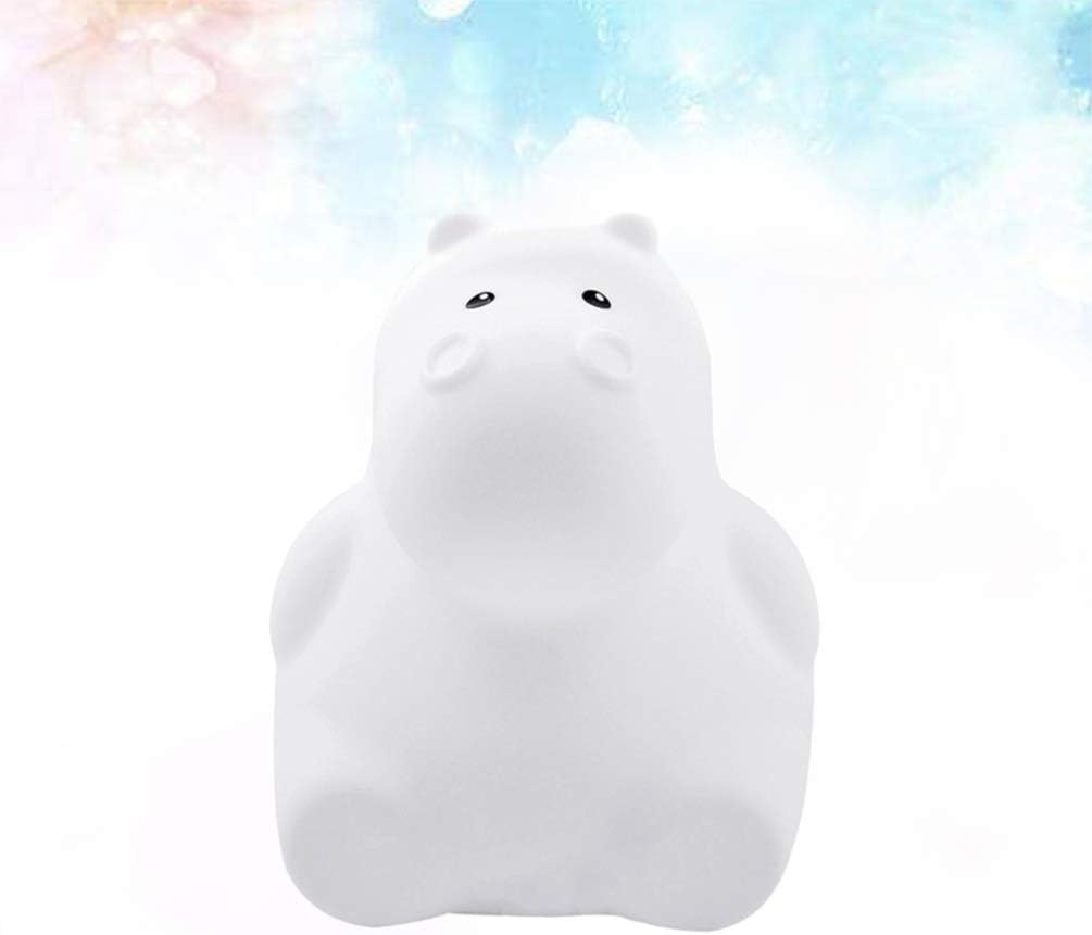 Mobestech Hippo Night Light USB Rechargeable Touch Sensor Led Bedside Lamp Soft Silicone Cartoon Animal Nightlight for Kids Bedroom Nursery