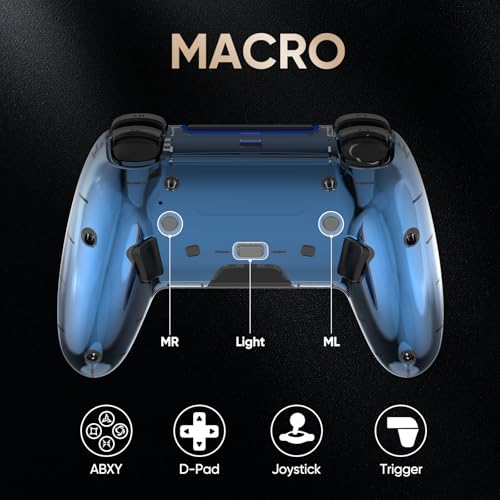 Image of BETMI Wireless Controller for PS5, Pro /Slim /MAC /PC, Metallic Blue | Gamepad with Macro /Turbo Function, Dual Vibration, Hall Effect Joysticks, 6-Axis Gaming Controller with Speaker, 3.5mm Jack