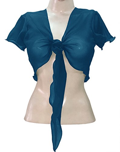 Image of Indian Trendy Women's Chiffon Short Sleeve Tie Top Choli Blouse Belly Dance Gypsy Tie Front Cardigan Tops
