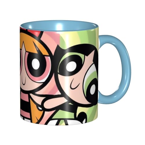 パワーパフガールズ マグカップ 330ml ティーカップ コーヒーカップ カップ セラミック Mug Cup 軽量 直接ドリップ おしゃれ かわいい 電子レンジ対応 グッズ オフィス 家用 プレゼント