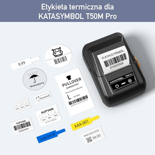 SUPVAN KATASYMBOL T50M Pro Taśma Do Drukarki Etykiet, Papier, Wodoodporne Etykiety Do Domu, Szkoły, Biura, 40 mm x 30 mm, 230 Etykiet/Rolka,1 Rolka, Czarny Na Przezroczysty