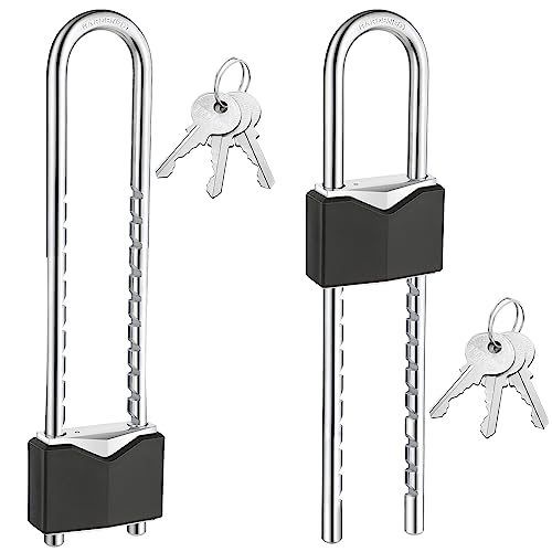 2 Pcs Long Shackle Padlock with Key Solid Brass Removable Adjustable Length Shackle for Gates, Cabinets, Motorcycle, Bike Lock (Black,2.44 Inch Wide) by Photect - Used condition - US$19.12