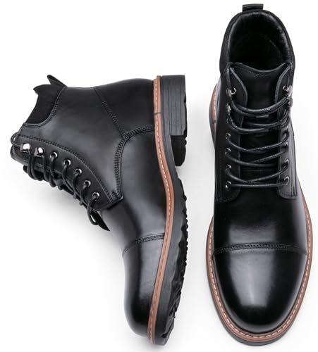 Jousen Mens Chukka Boots Leather Dress Boots for Men Retro Ankle Boots Mens High Top Boots4