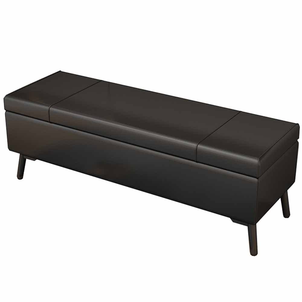 Coffre de rangement pliable en cuir PU élégant avec pieds en métal