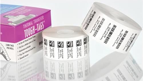 Image of Tough-Tags THER-1150 Thermal Transfer Label, 1.50 inch Length x 0.50 inch Width (Roll of 2000)