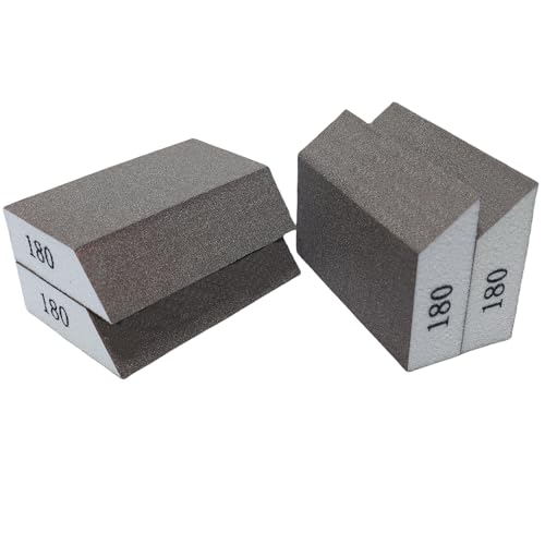 4 Pack 180 Grit Single Angle Sanding Sponge, Washable and Reusable Sanderpaper Hand Sanding Blocks for Wood Drywall Metal Home Sanding