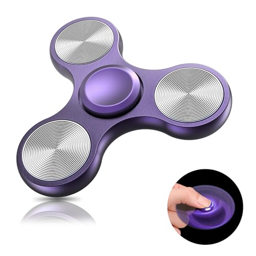 Coolden Fidget Spinner Metall Fidget Toys EDC Hand Spinner Hochwertig Angst Anti Stress Relief Spielzeug Geschenk für Kinder Erwachsene Edelstahl Leiser Fingerkreisel für Büro Schule Lila
