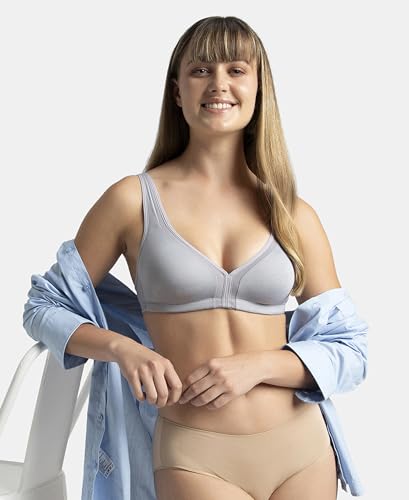 Image of Jockey 1820 Women Wirefree Non Padded Soft Touch Microfiber Elastane Stretch Full Coverage Everyday Bra with Stylised Mesh Panel